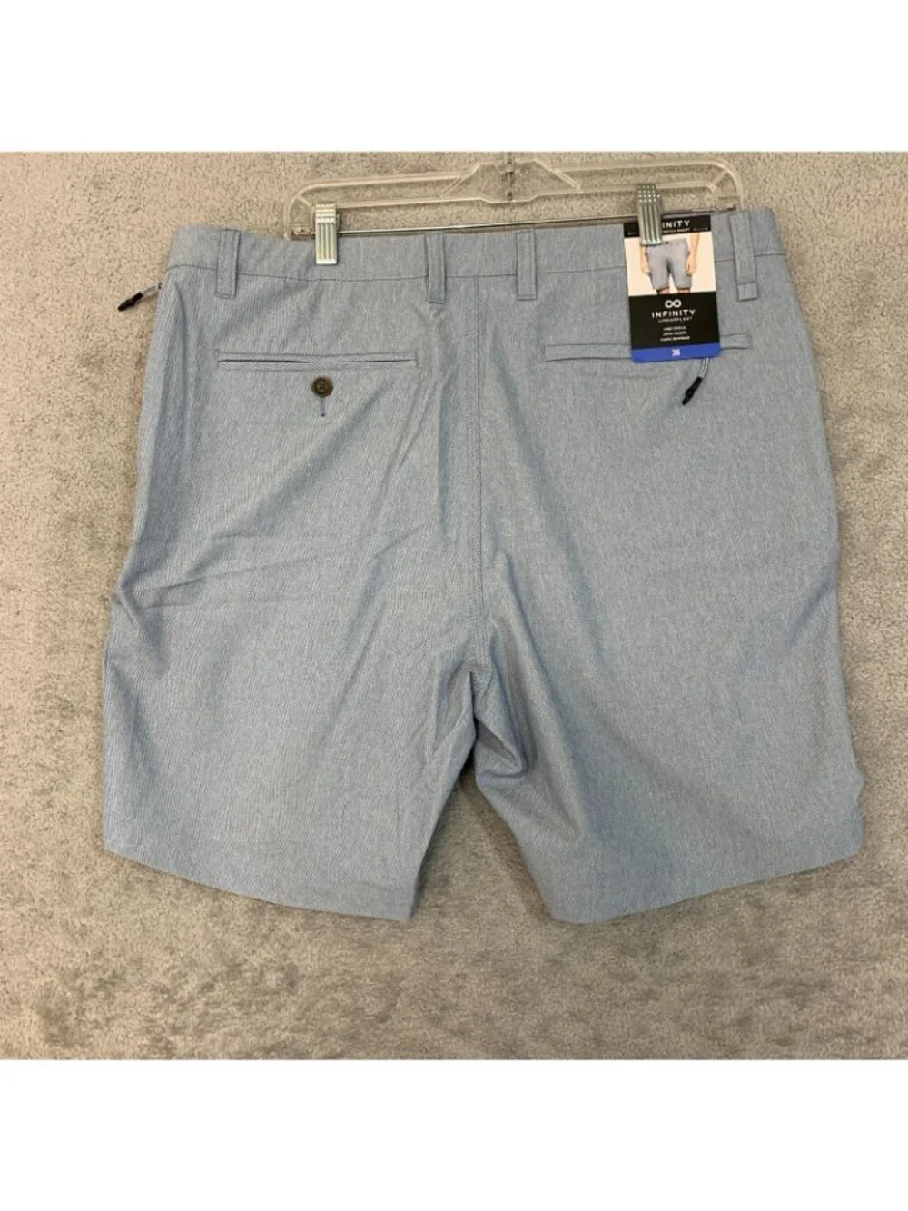 NWT Infinity Linearflex Men's 36 Blue Hybrid Stretch Shorts